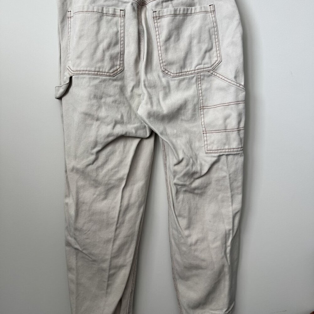 Simple Society Size 13 Women's Beige Carpenter Style Straight Leg Jeans with Uti - Picture 2 of 5